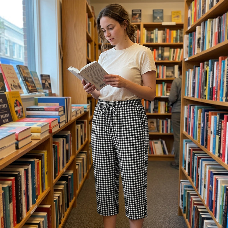 Women's Cotton Gingham Capri Pants