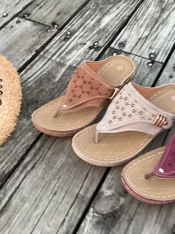 Women's Breathable Arch Support Platform Wedge Thongs