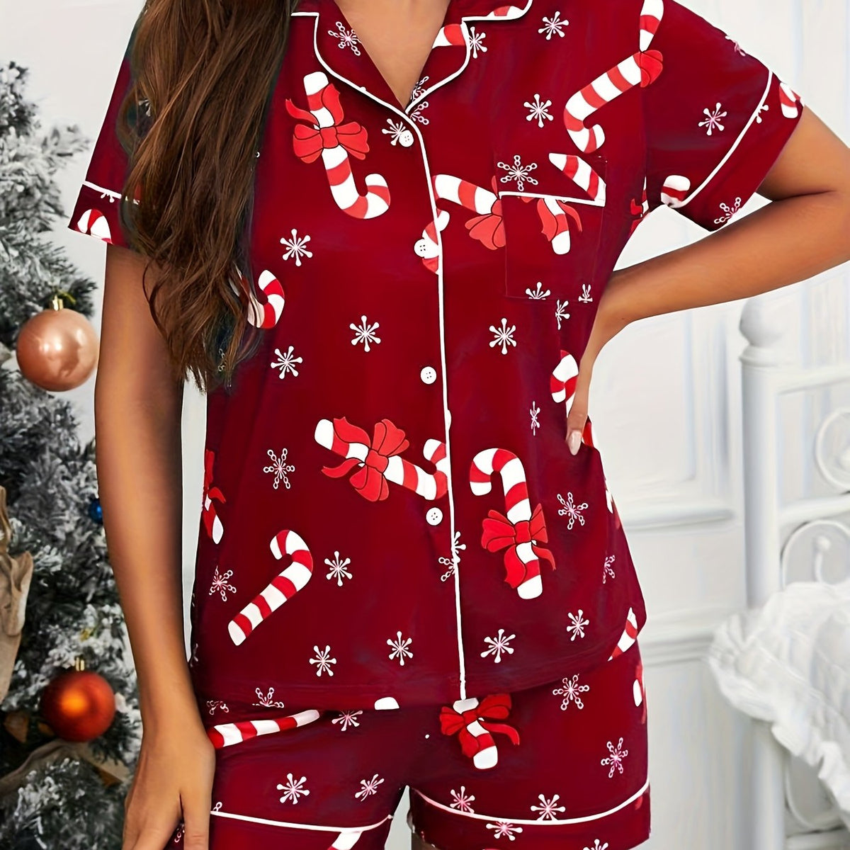 Women's Classic Satin Breathable Christmas Pyjamas