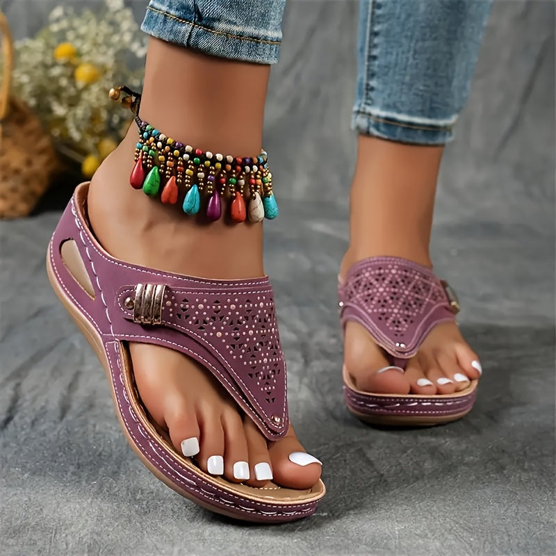 Women's Breathable Arch Support Platform Wedge Thongs