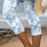 Thalassa | Women's Casual Floral Knit Capri Legging Pants