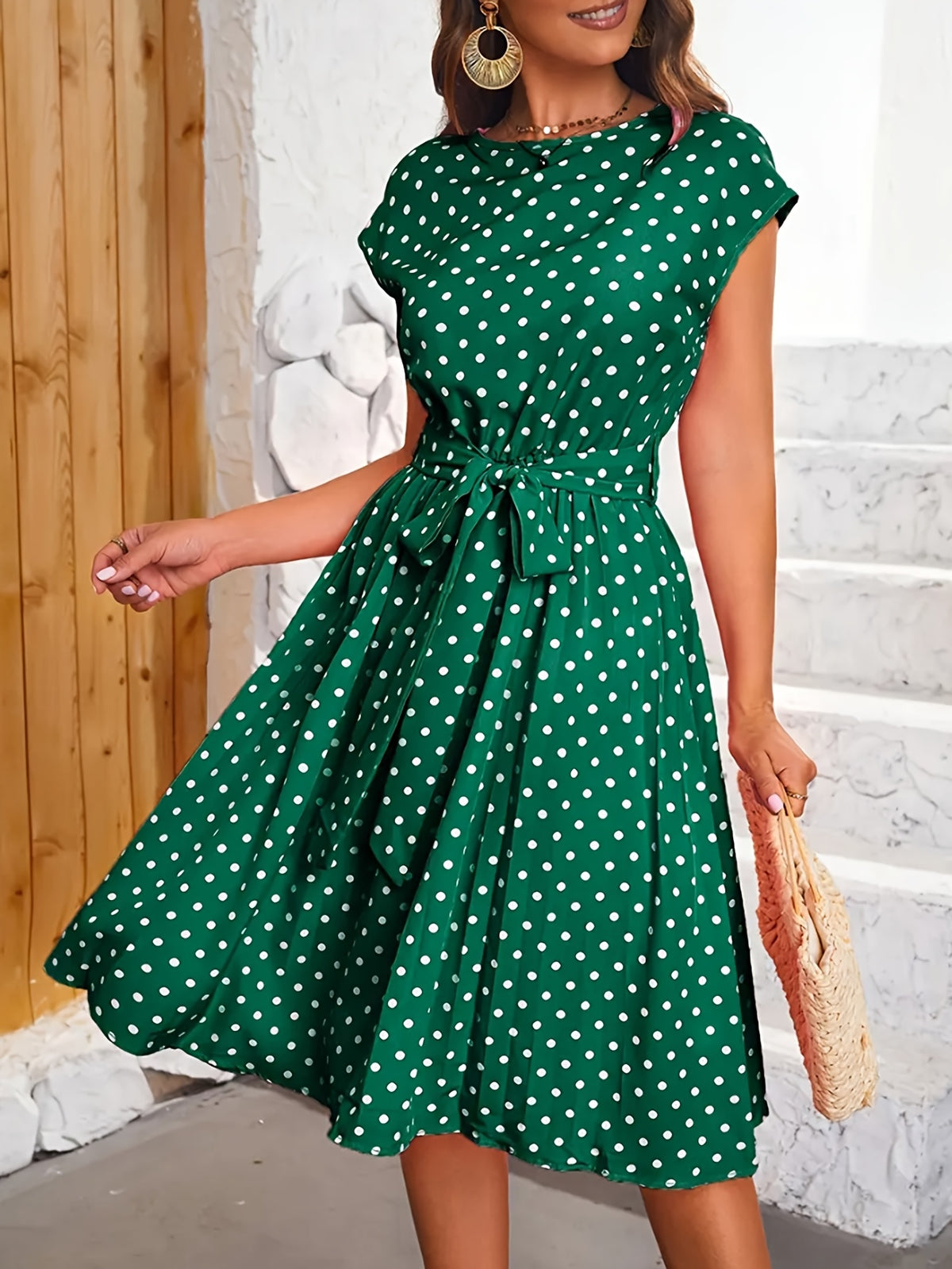 Women's Summer Polka Dot Midi Dress