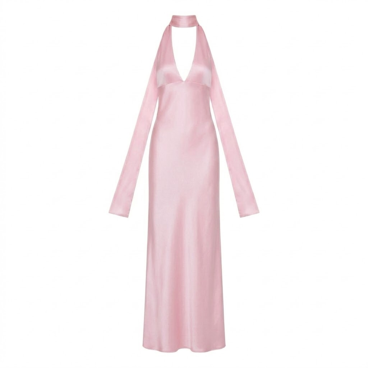 Formal Summer Maxi Halter Neck Dress - Pink