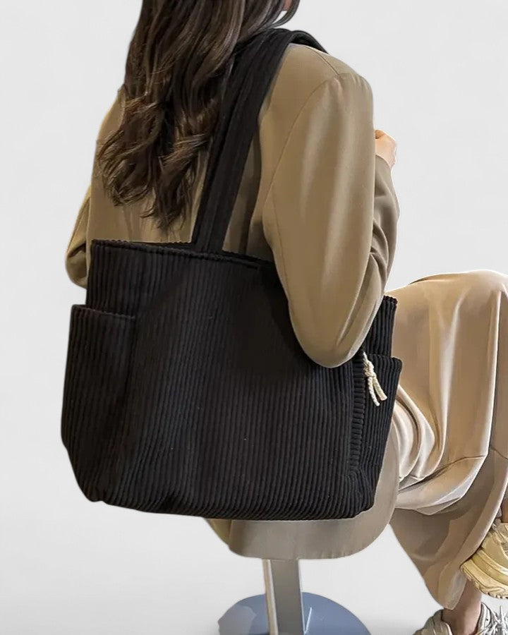 Women's Elegant Shoulder Corduroy Tote Bag