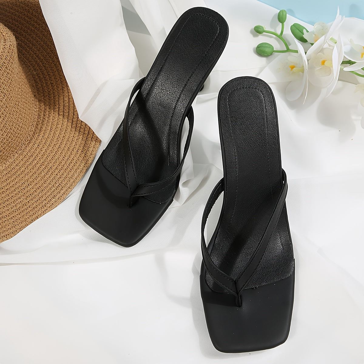 Women's High Heel Thong Mules