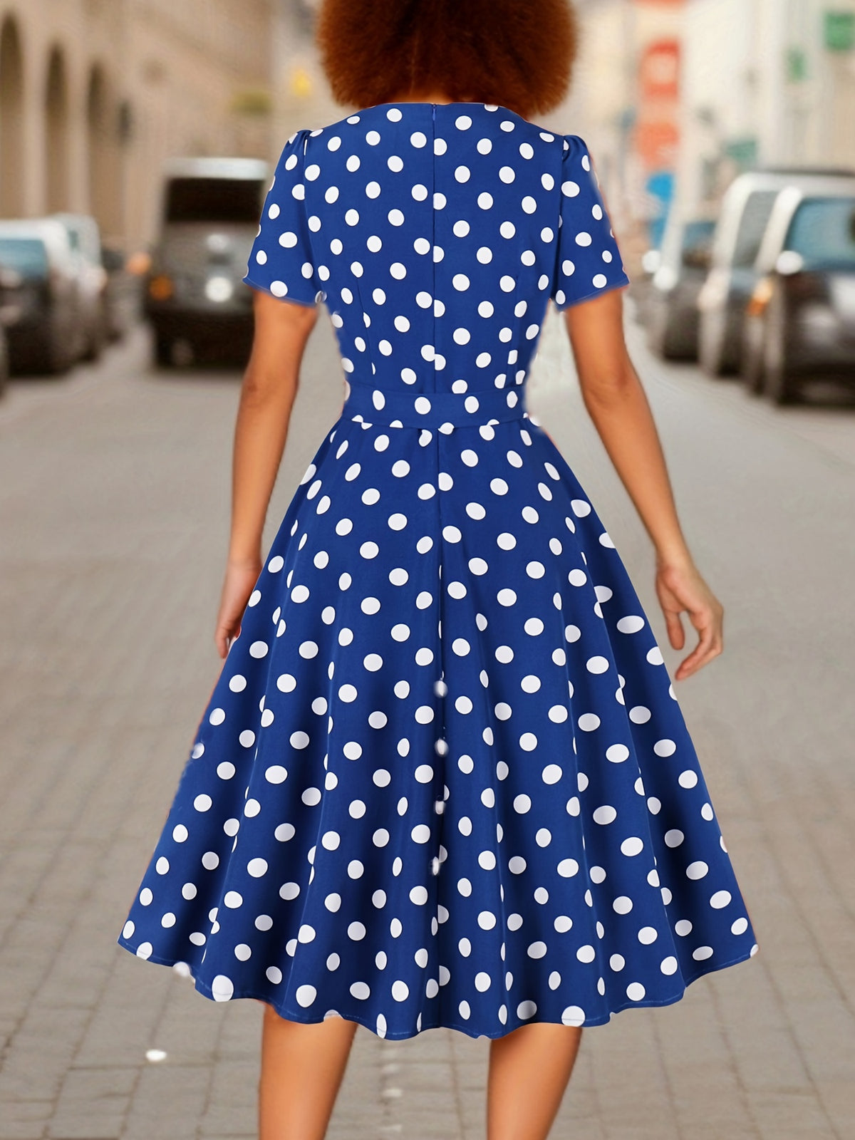 Women's Elegant Polka Dot Midi Dress