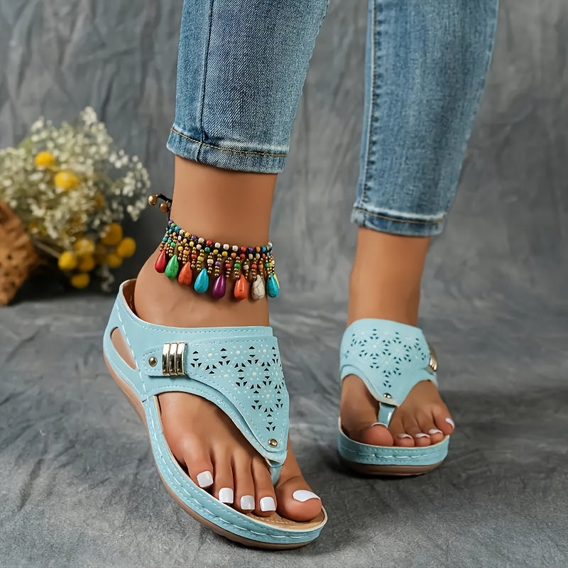 Women's Breathable Arch Support Platform Wedge Thongs