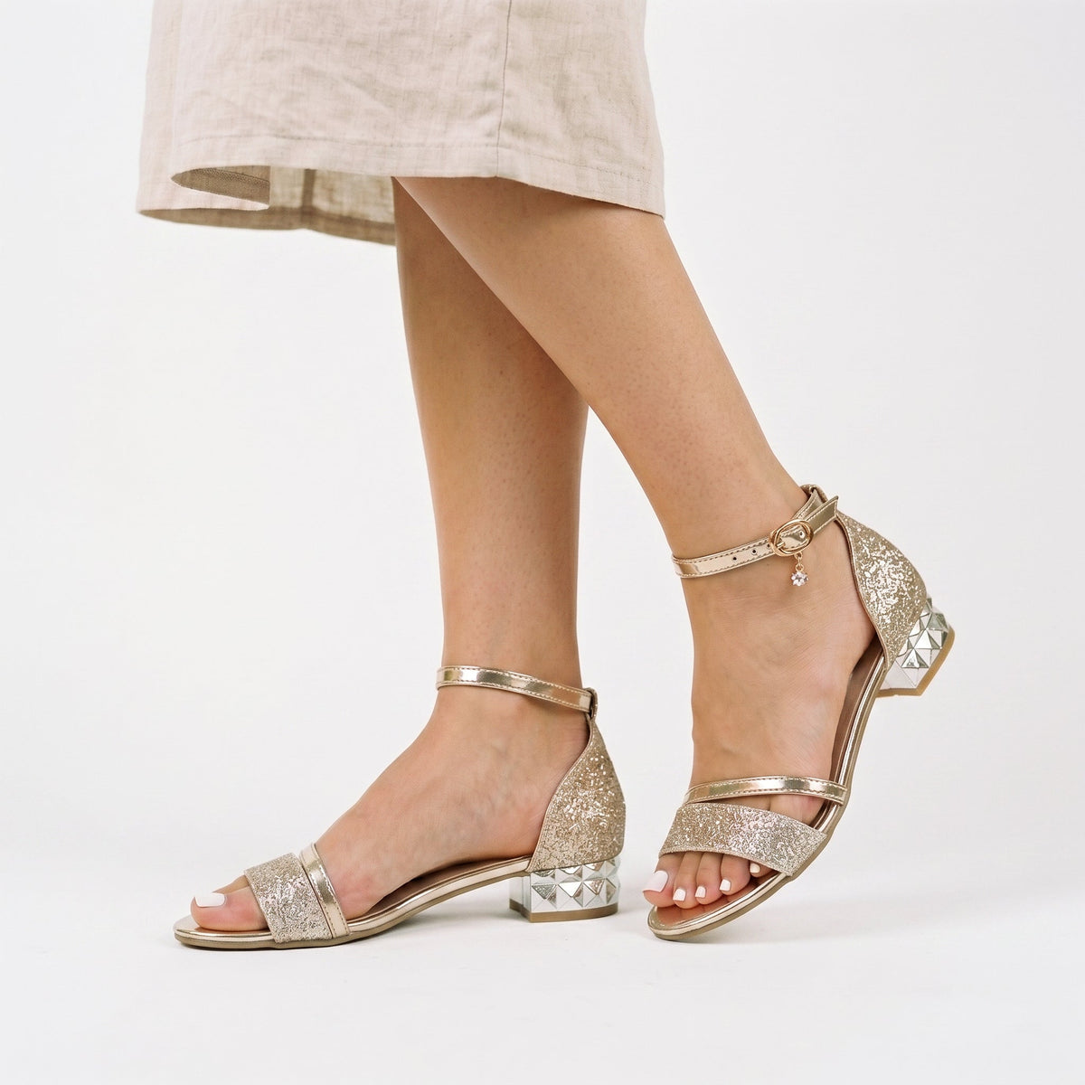 Women's Sparkling Comfy Strappy Heels