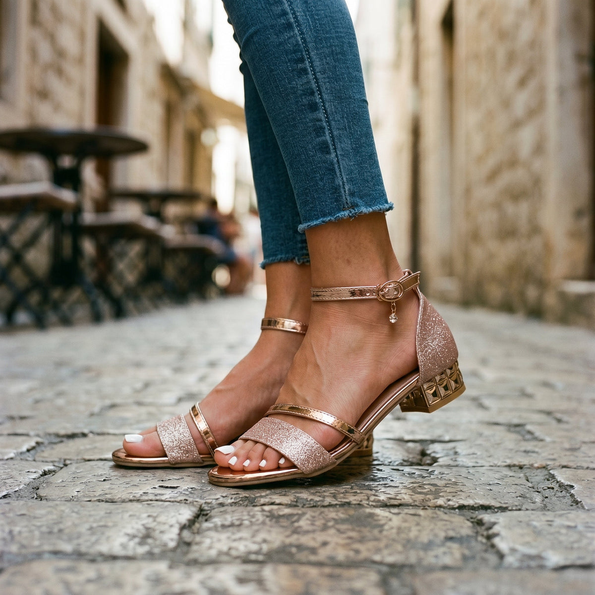 Women's Sparkling Comfy Strappy Heels