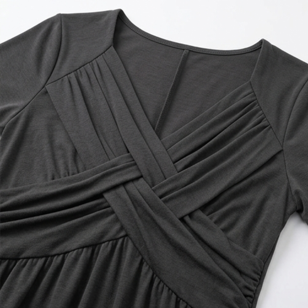 Women's Summer Crossover V-Neck Knit Midi Dress