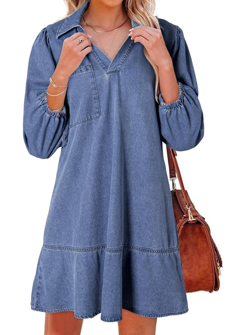 Antonia | Women's Puff Sleeve Ruffle Mini Dress