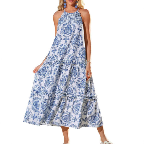 Ariadne | Women's Boho Halter Tiered Maxi Dress
