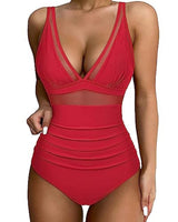 Isolde | Women's High-Waisted Mesh V-Neck Swimsuit