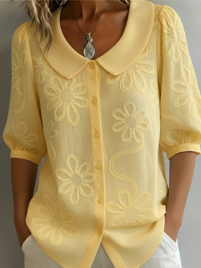 Violet | Women's Embroidered Short Sleeve Top
