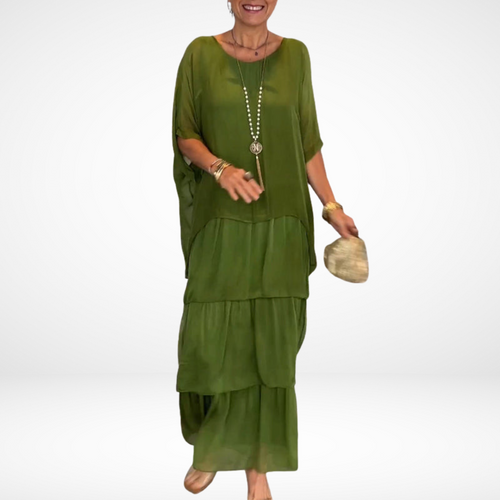 Alina | Women's Smocked Sleeve Loose Maxi Dress