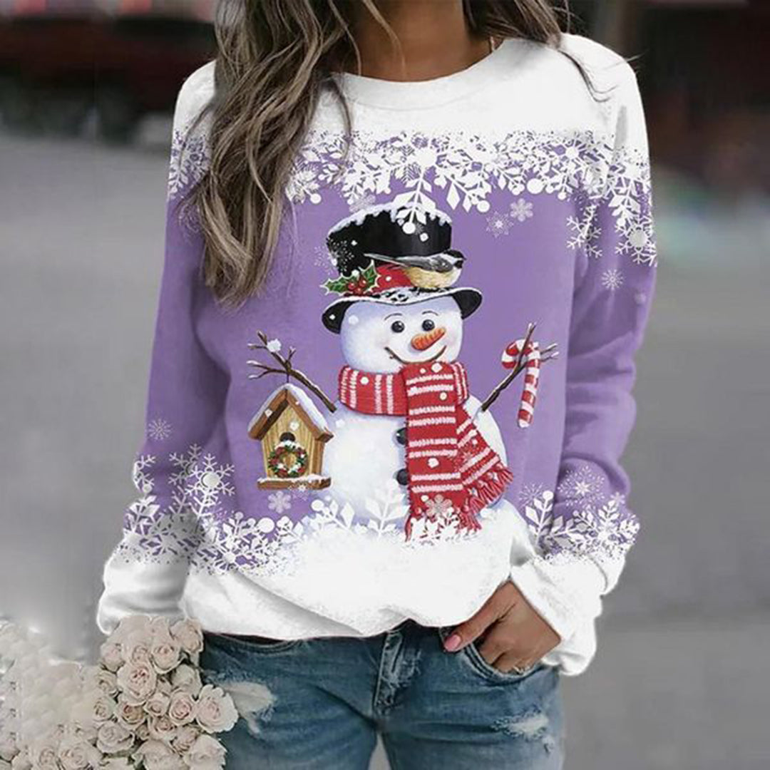 Women's Fleece Graphic Christmas Sweater - Purple
