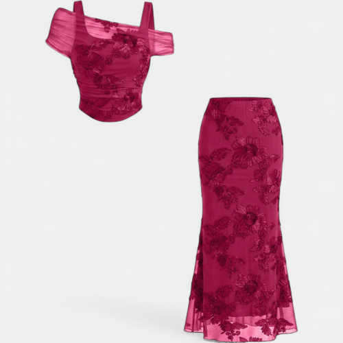 Arienne | Women's Mesh Embroidered Mermaid Maxi Dress