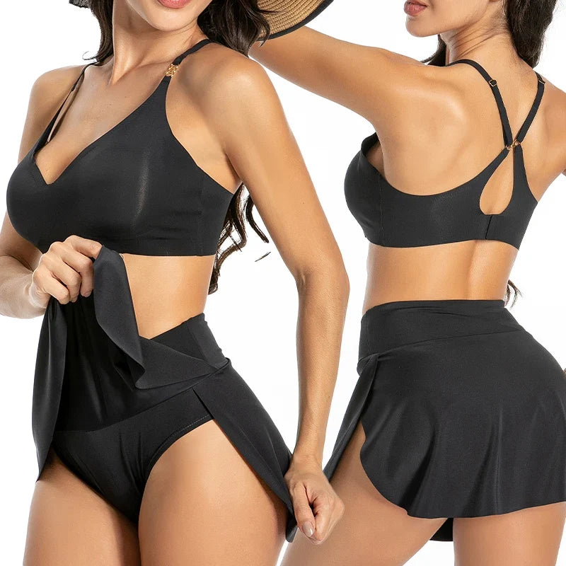 Women's Lined Swim Skirt Period Bathers - Black