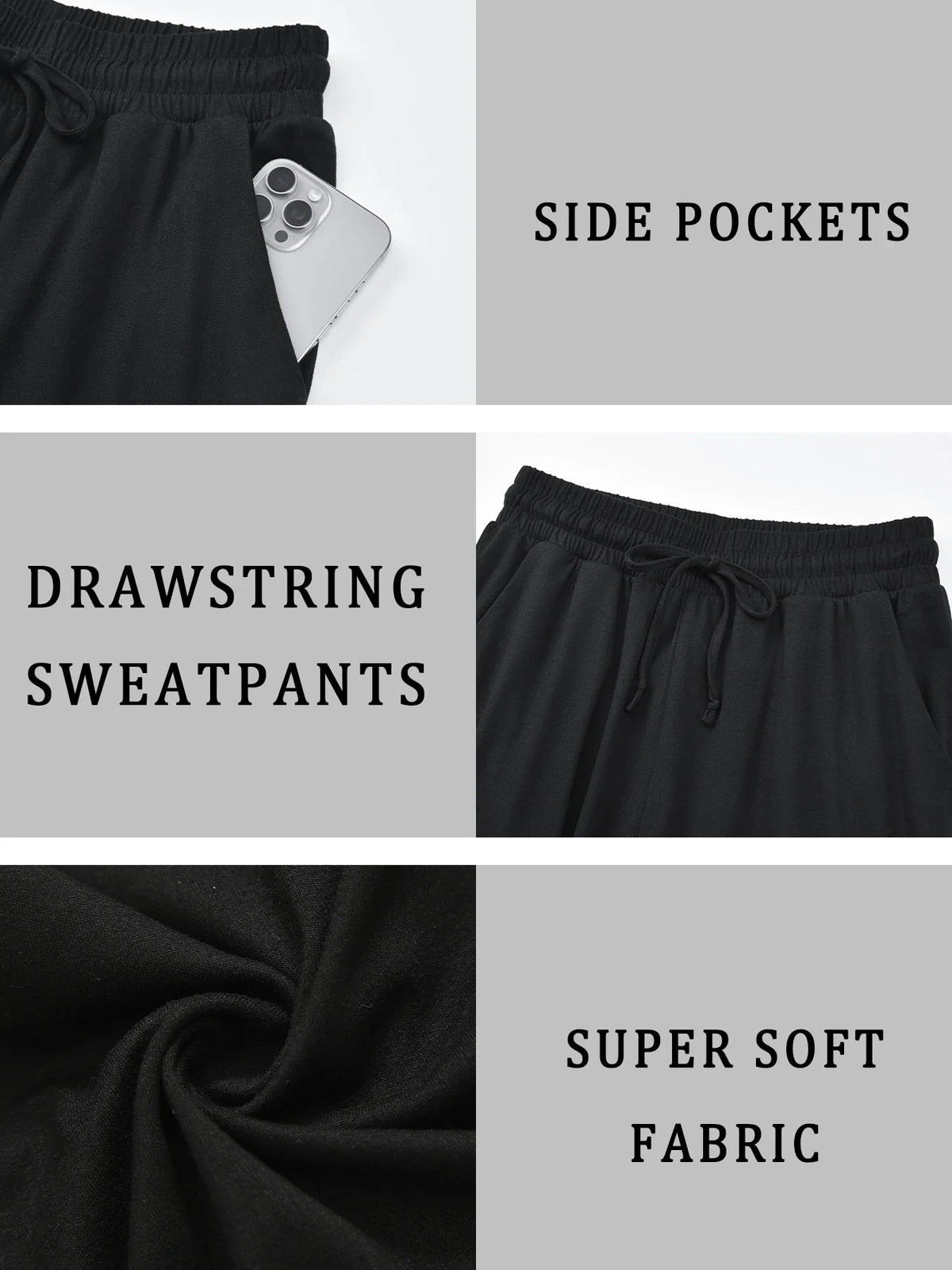 Women's Casual Knit Yoga Capri Pants - Black