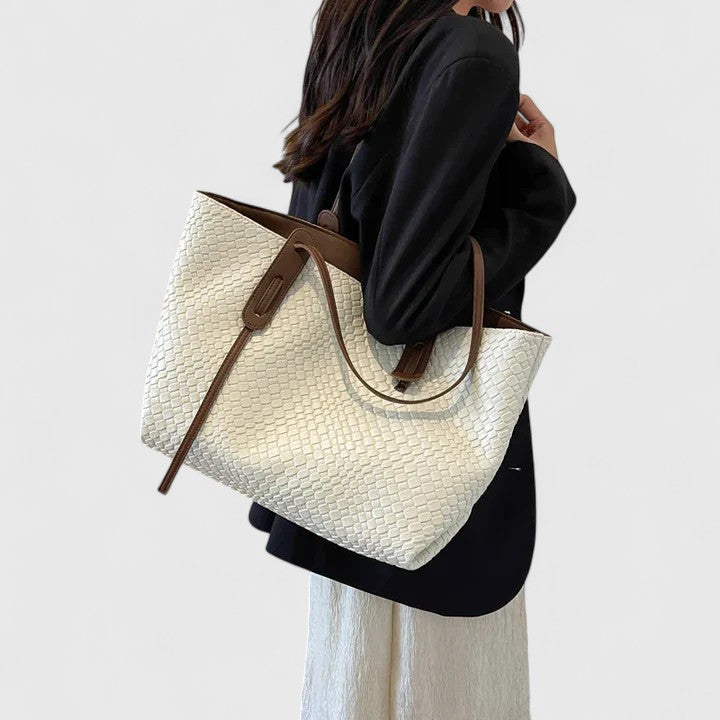 Women's Leather Shoulder Shopper Tote Bag