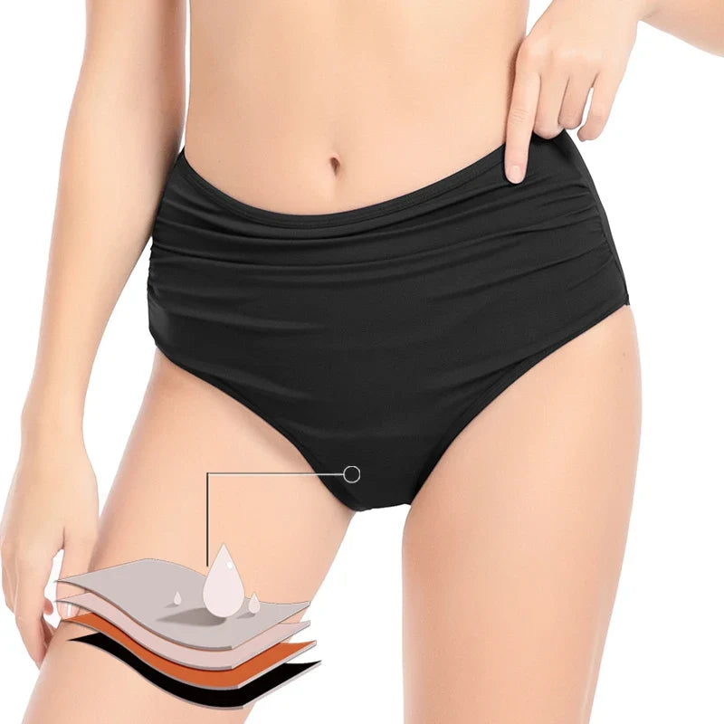 Women's Ruched High-Waist Period Bathers
