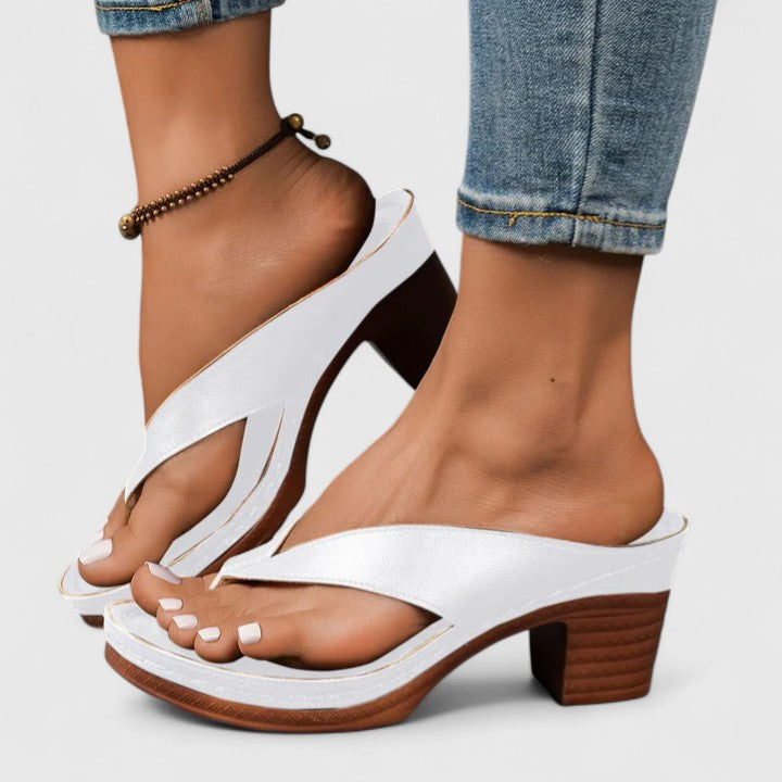 Women's Comfy Platform Non-Slip Thong Heels - White