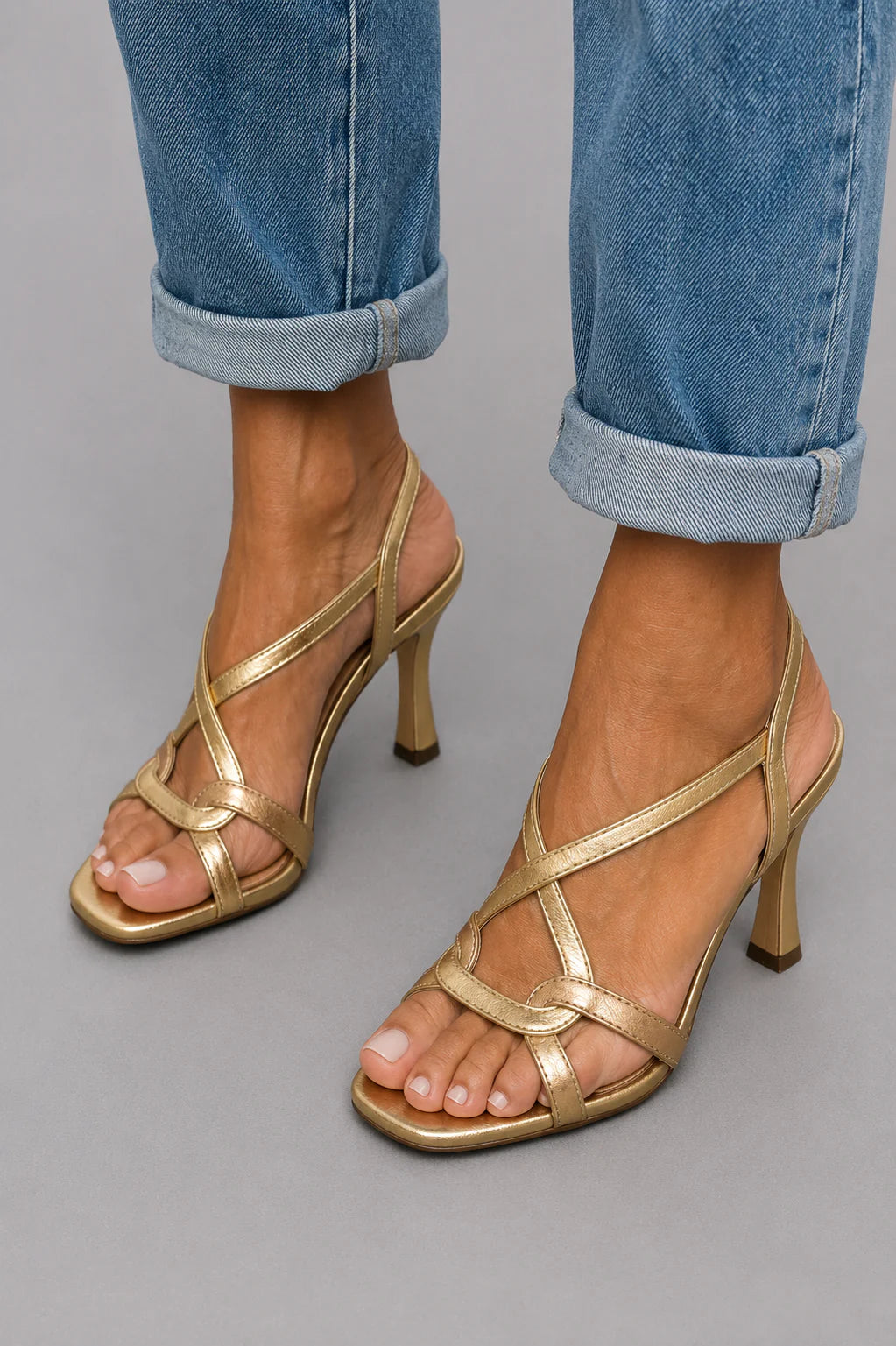Lorelei | Women's Metallic Crisscross Heel Sandals