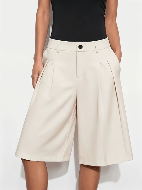Women's Chic Capri Pants - Beige