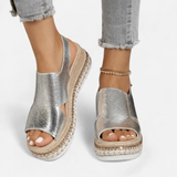 Rosalyn | Women's Metallic Strappy Platform Wedge Heel Sandals
