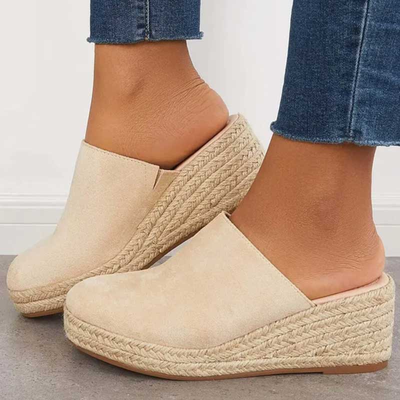 Women's High Espadrille Wedge Heel Sandals - Beige