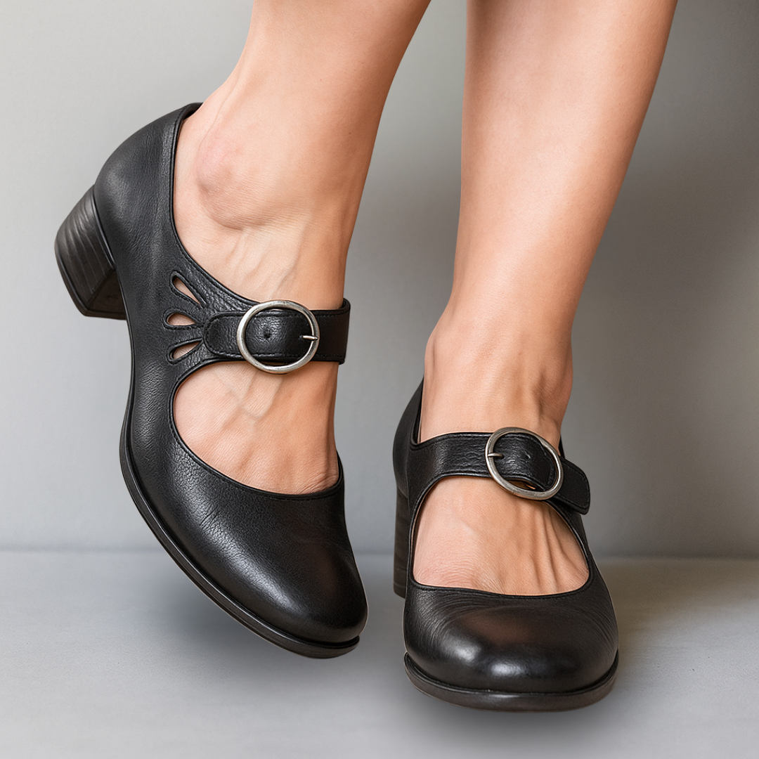 Elowen | Women's Heeled Vegan Leather Mary Janes