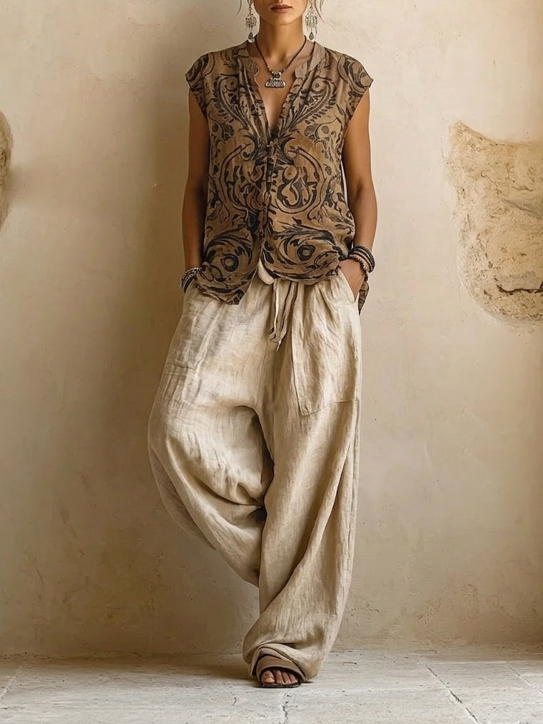 Delphine | Women's Linen Three-Piece Set