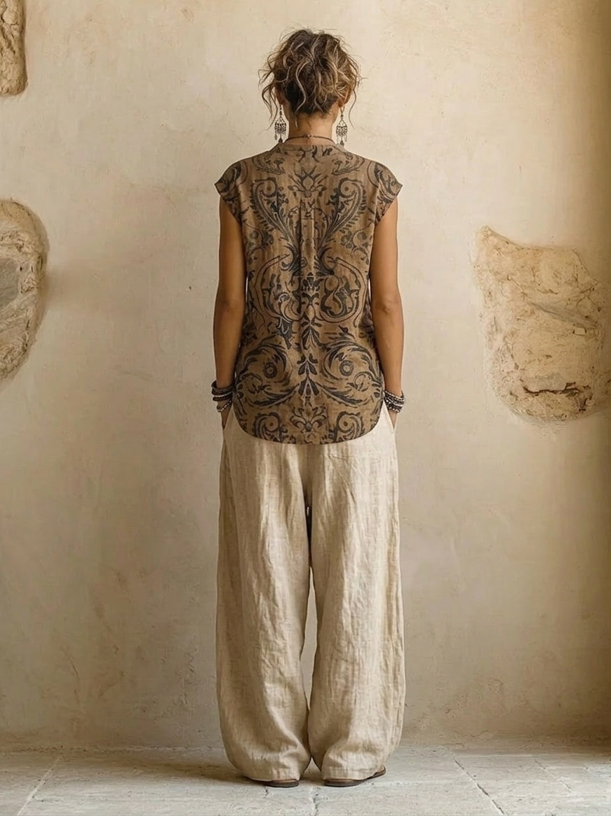 Delphine | Women's Linen Three-Piece Set