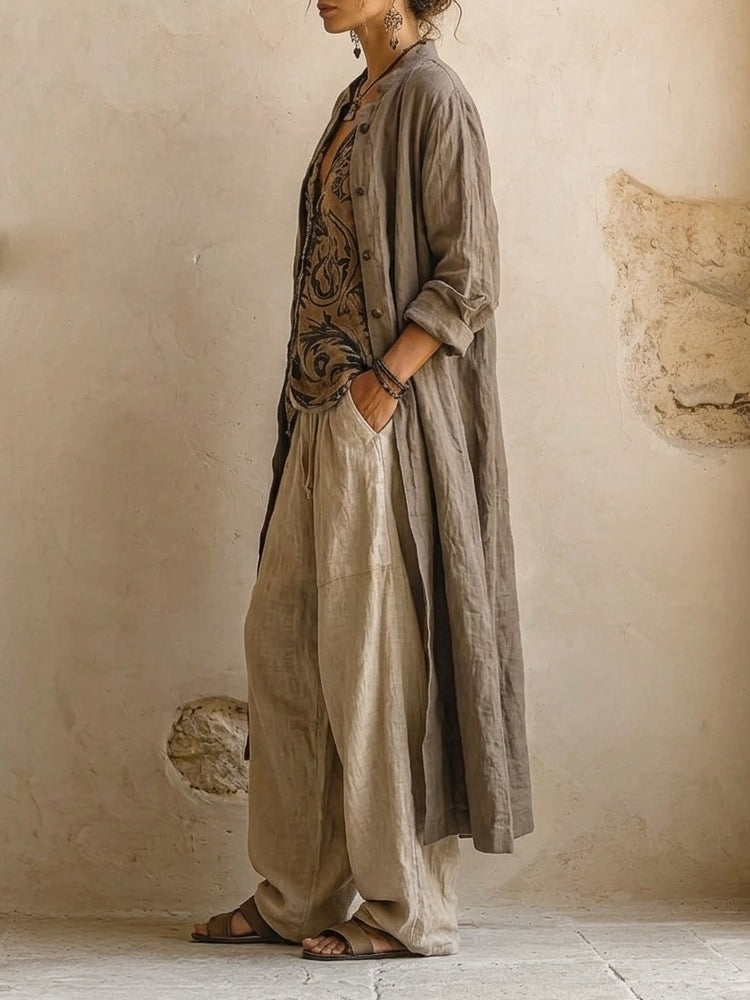 Delphine | Women's Linen Three-Piece Set