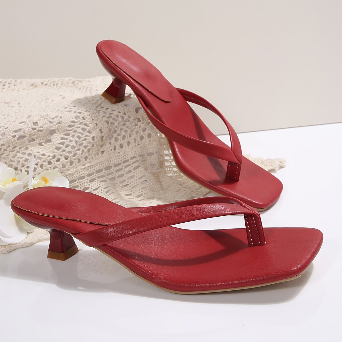 Women's Strappy Kitten Thong Heels