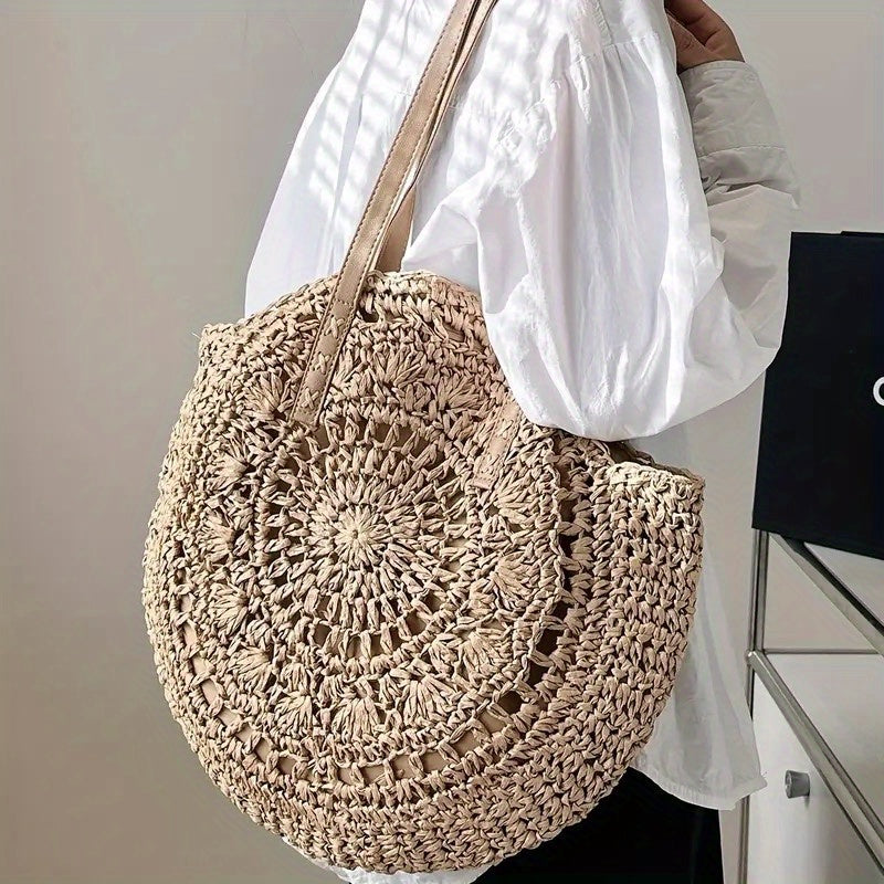 Women's Straw Beach Shoulder Tote Bag