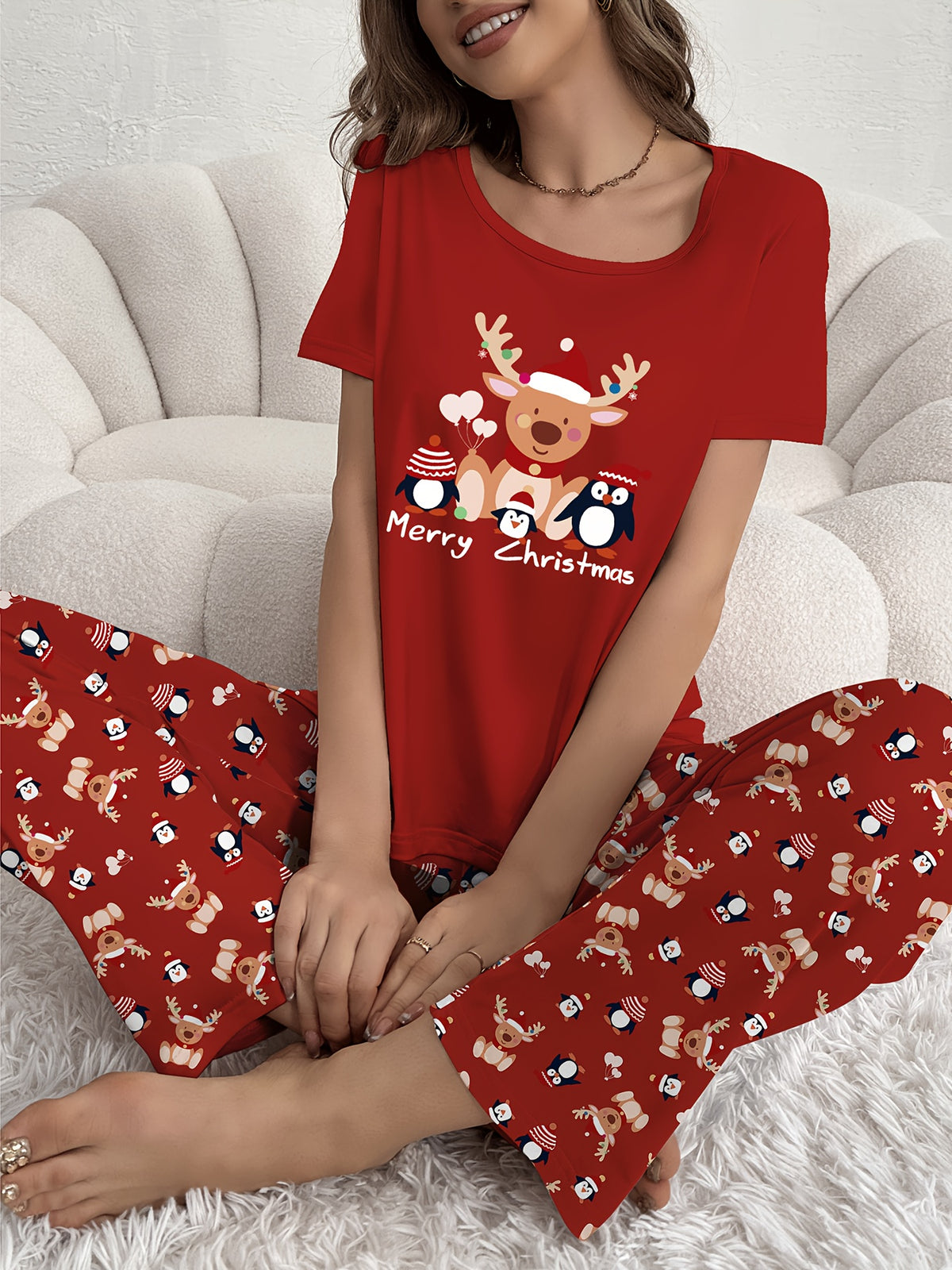 Women's Matching Reindeer Christmas Pyjamas