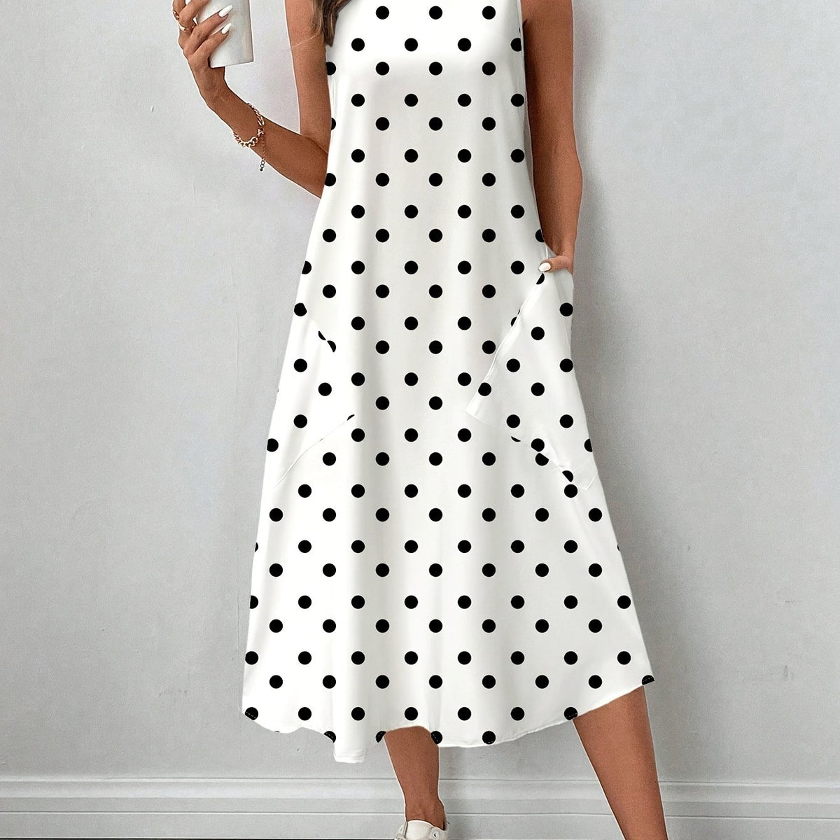 Women's Casual Polka Dot Midi Dress