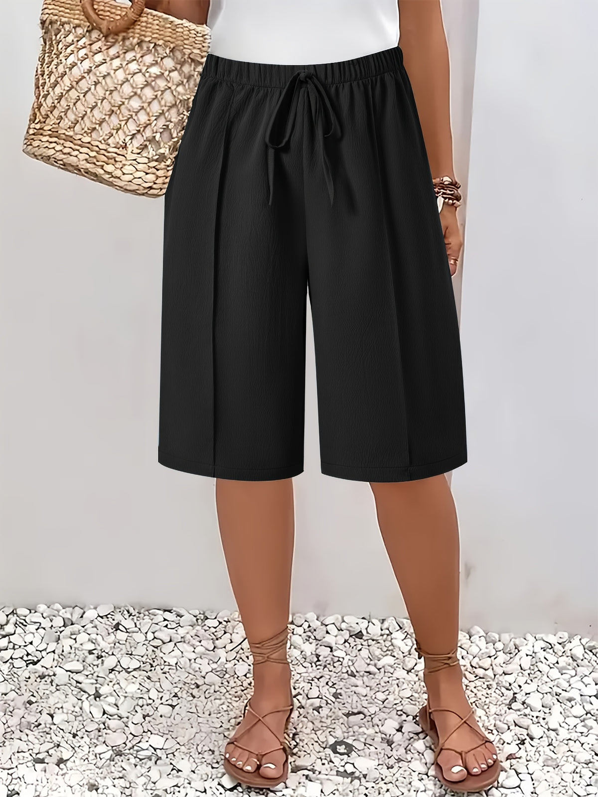 Women's Pleated Baggy Gaucho Capri Pants
