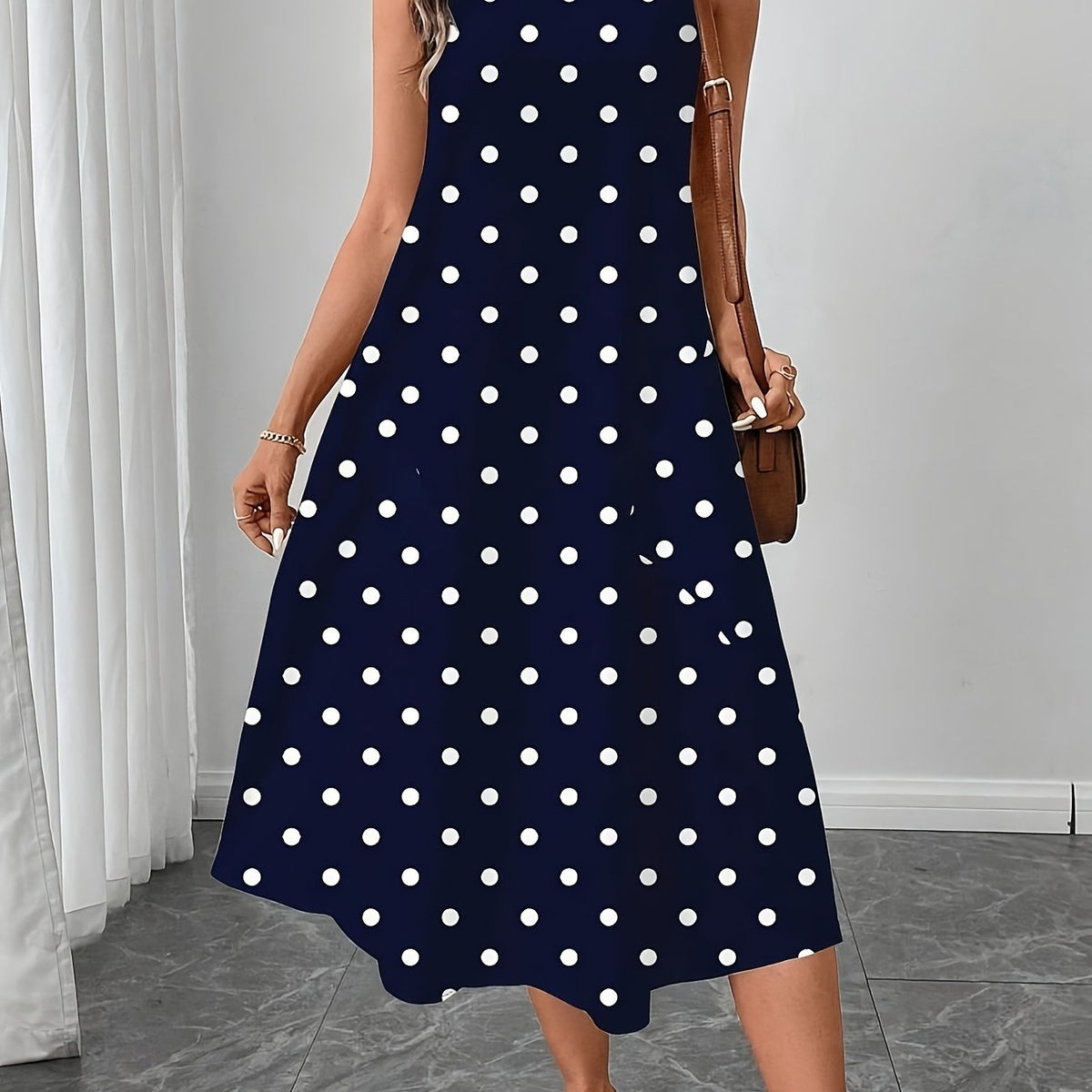 Women's Casual Polka Dot Midi Dress