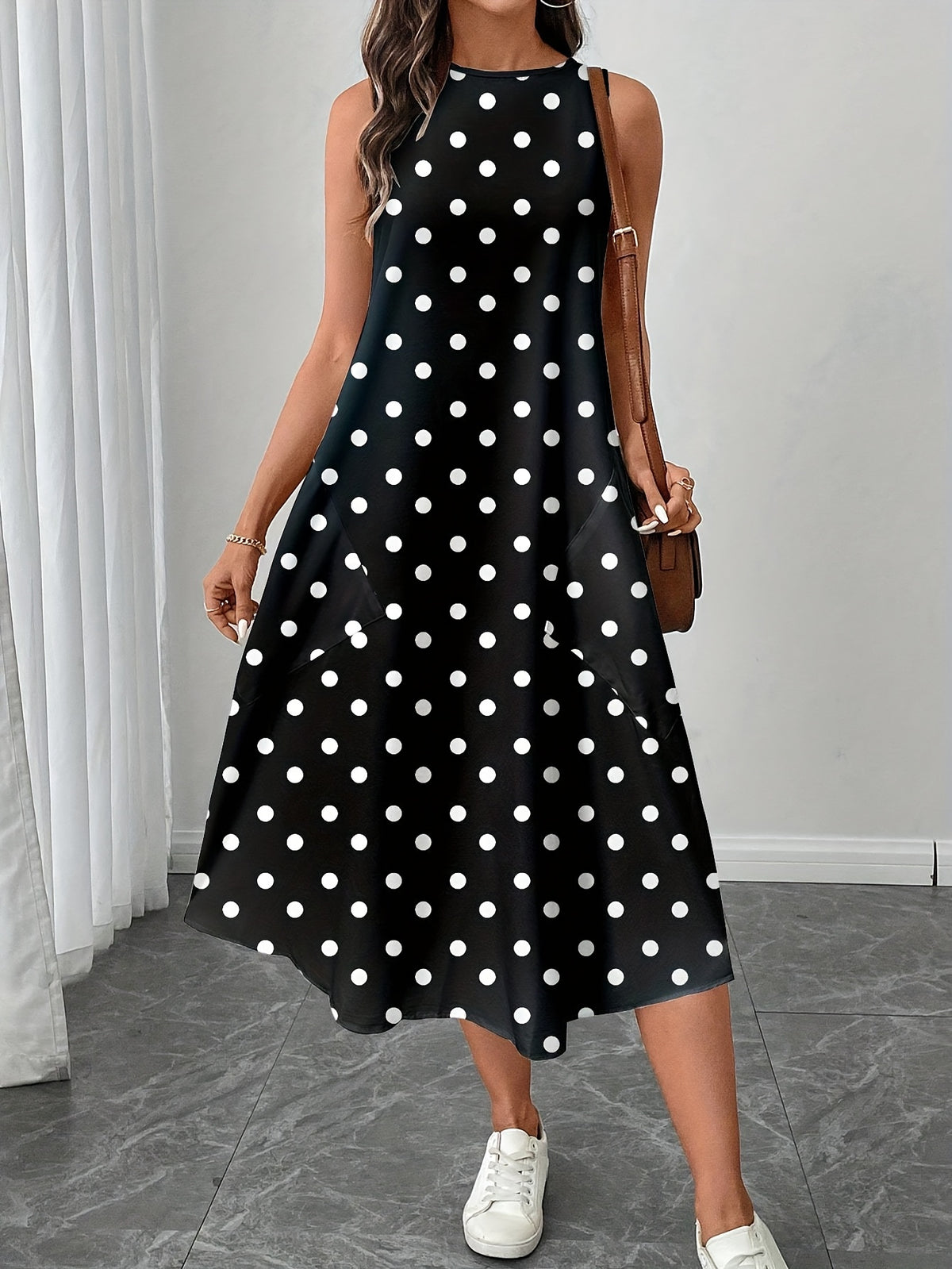 Women's Casual Polka Dot Midi Dress