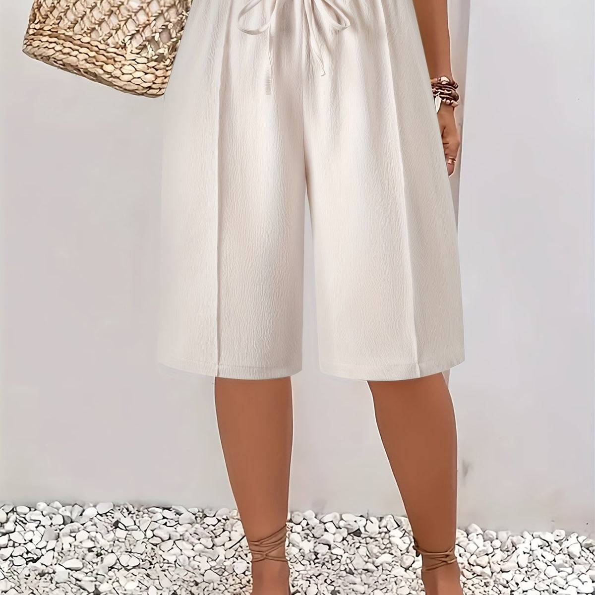 Women's Pleated Baggy Gaucho Capri Pants