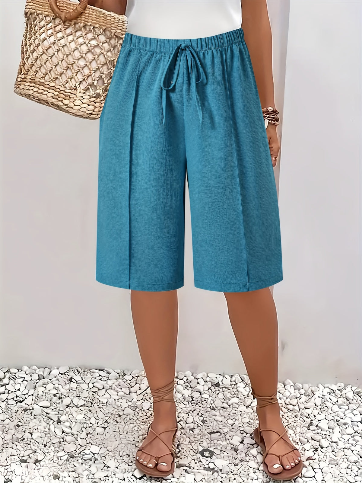 Women's Pleated Baggy Gaucho Capri Pants