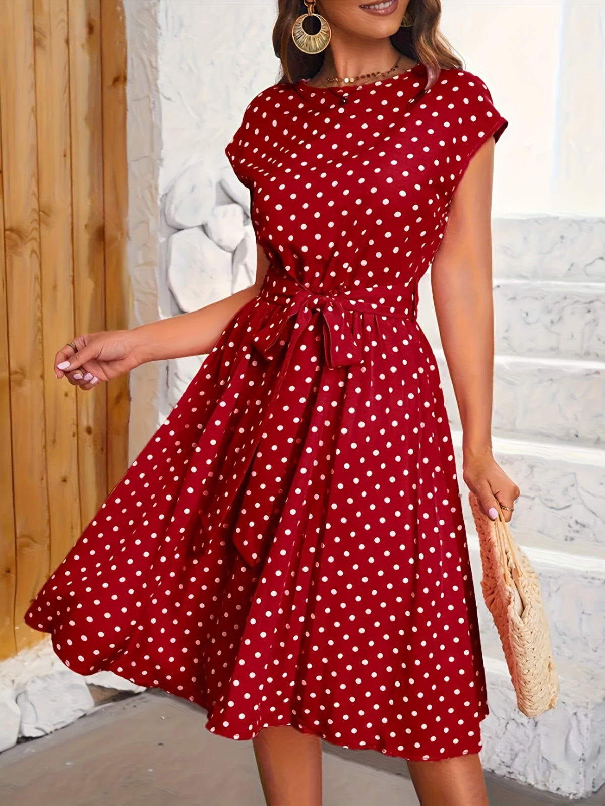 Women's Summer Polka Dot Midi Dress