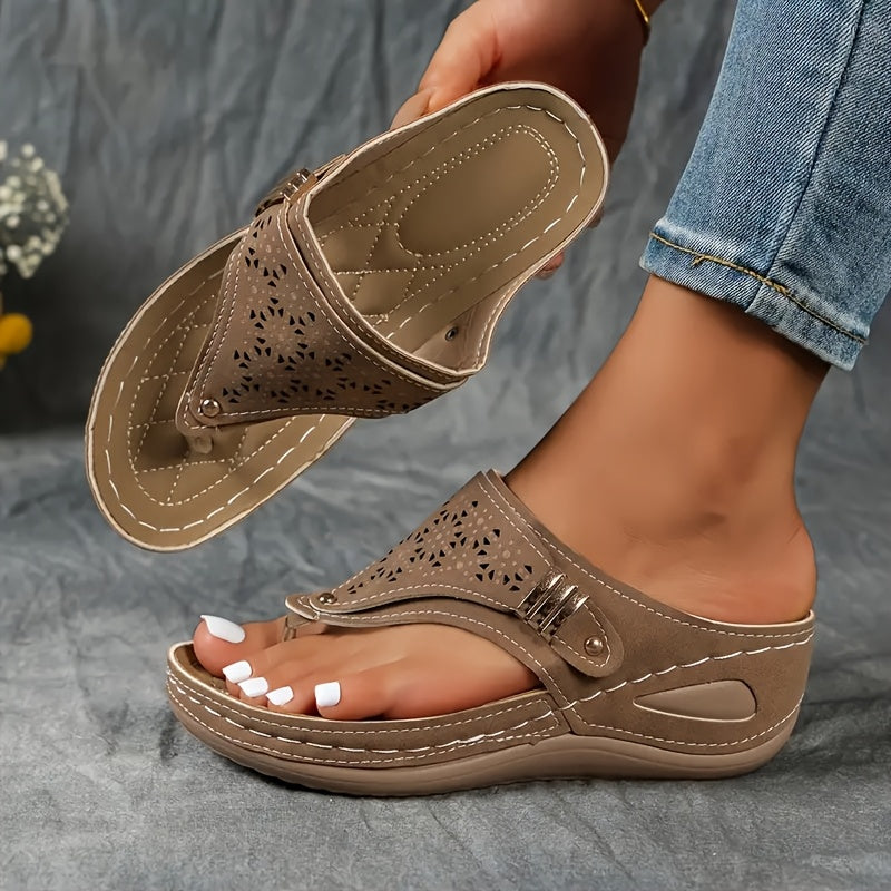 Women's Breathable Arch Support Platform Wedge Thongs