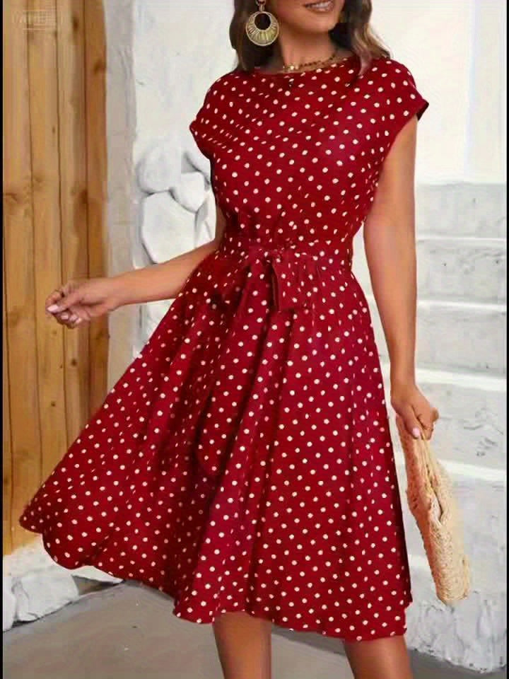 Women's Summer Polka Dot Midi Dress