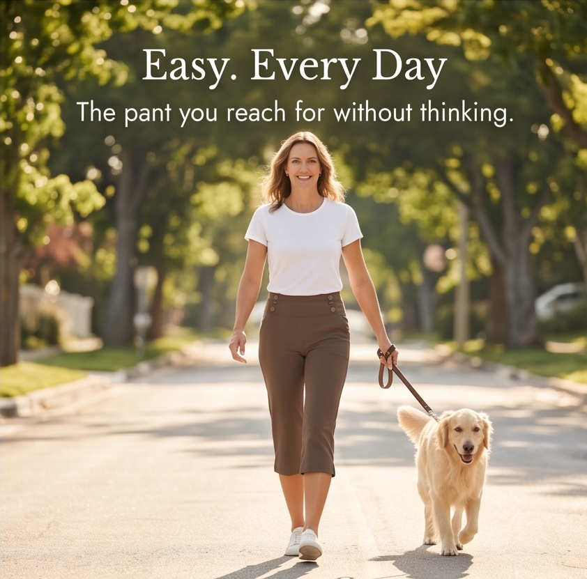 Women's High-Waist Button-Front Capri Pants