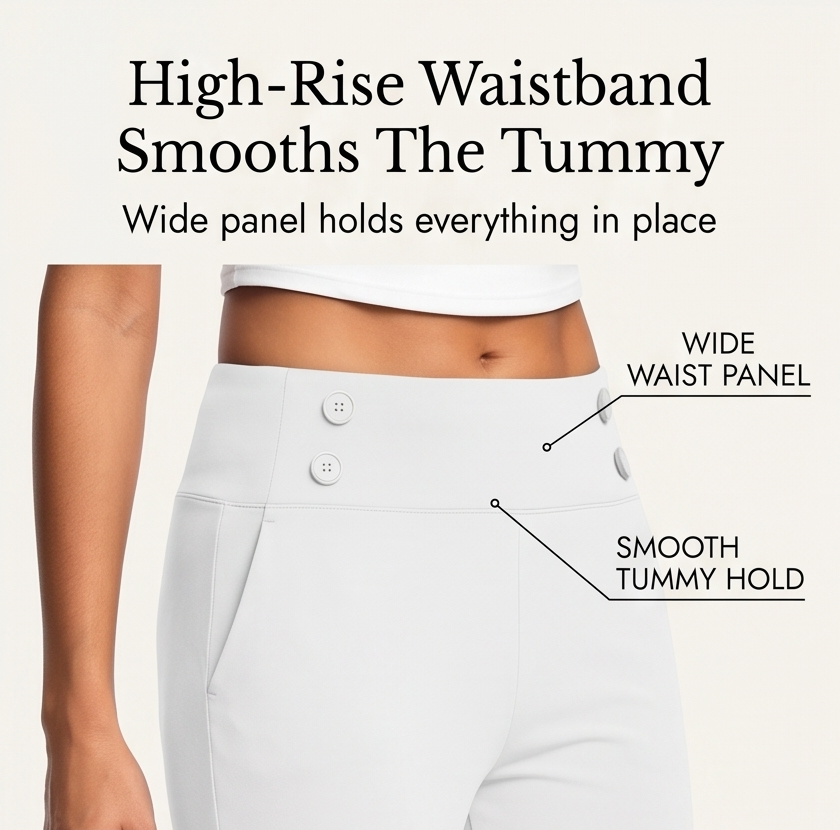 Women's High-Waist Button-Front Capri Pants