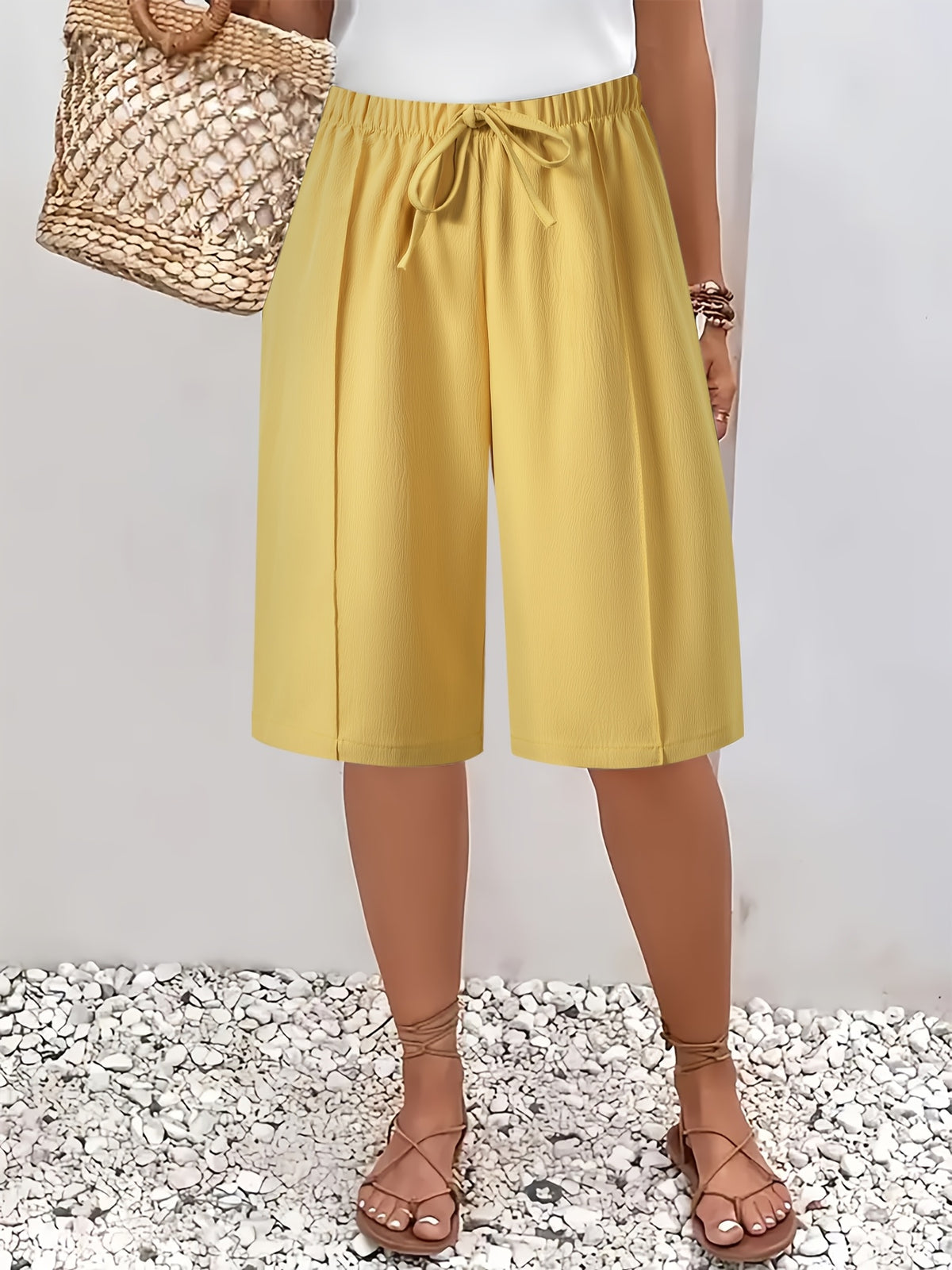 Women's Pleated Baggy Gaucho Capri Pants
