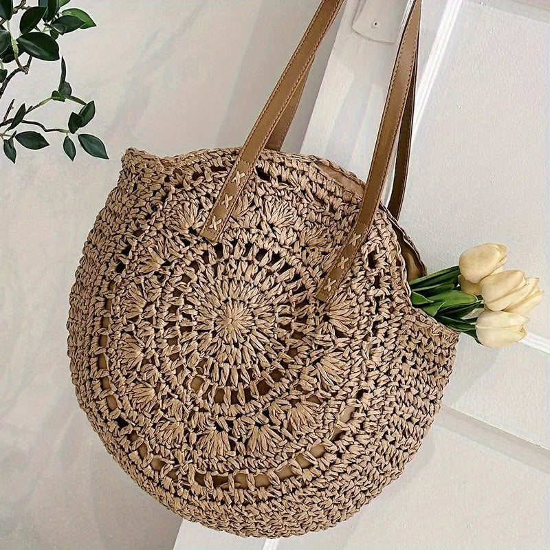 Women's Straw Beach Shoulder Tote Bag